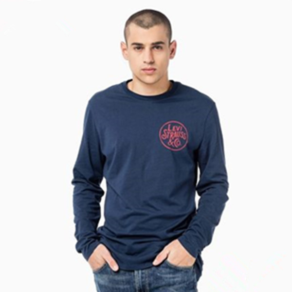 S码特价！李维斯印花藏蓝色纯棉长袖T恤22538-0013