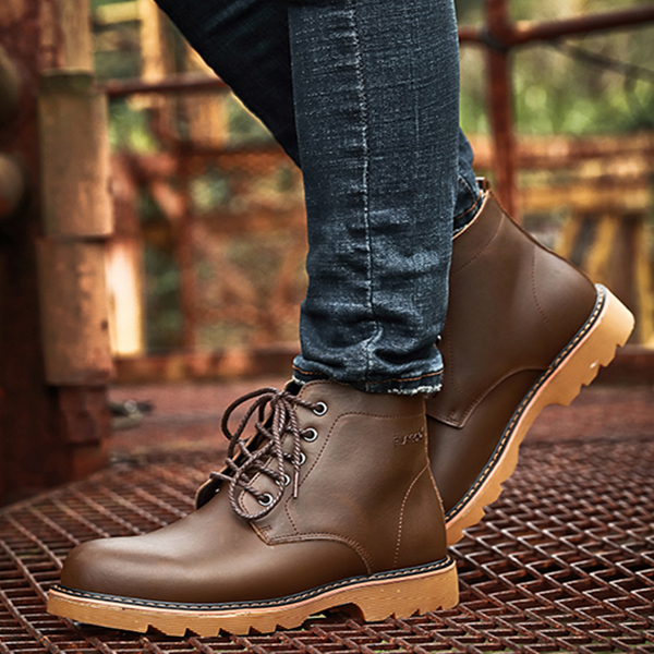 型男必备！花花公子真皮英伦马丁靴W008153808M