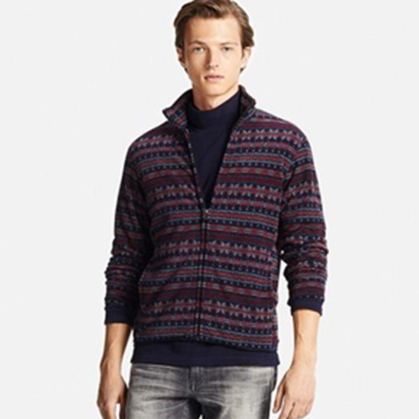 轻盈柔软！UNIQLO优衣库印花摇粒绒拉链茄克(长袖)186269