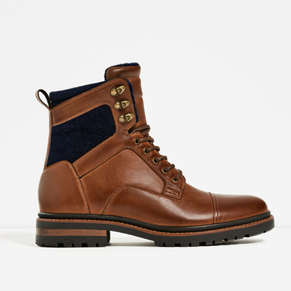 型男必备！ZARA男鞋棕色工装靴15631102105