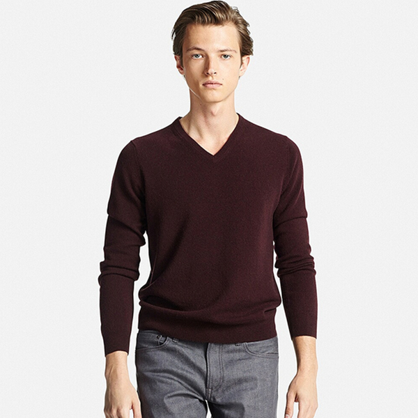 温暖有型！UNIQLO优衣库羊绒V领毛衣(长袖)(针织衫)173223