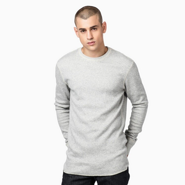 简约百搭！Levi's李维斯男士灰色圆领长袖T恤19338-0005