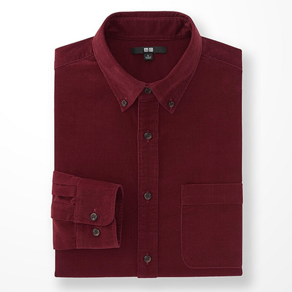 商务休闲！UNIQLO优衣库男装灯芯绒衬衫185026