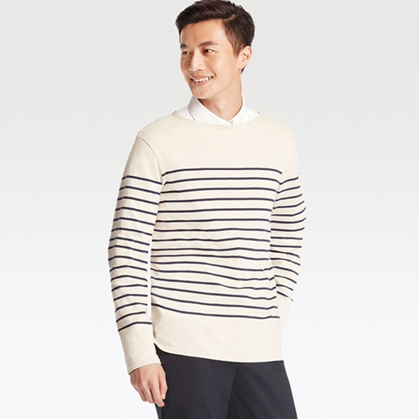 随性风格！UNIQLO优衣库水洗横条T恤(长袖)195166