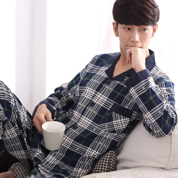 舒适体验！北极绒男士长袖纯棉睡衣B542671011