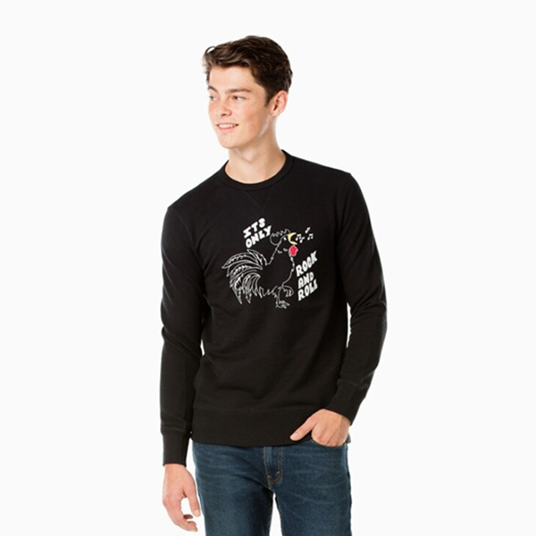 新春款式！Levi's李维斯男士印花黑色圆领套头卫衣17895-0027