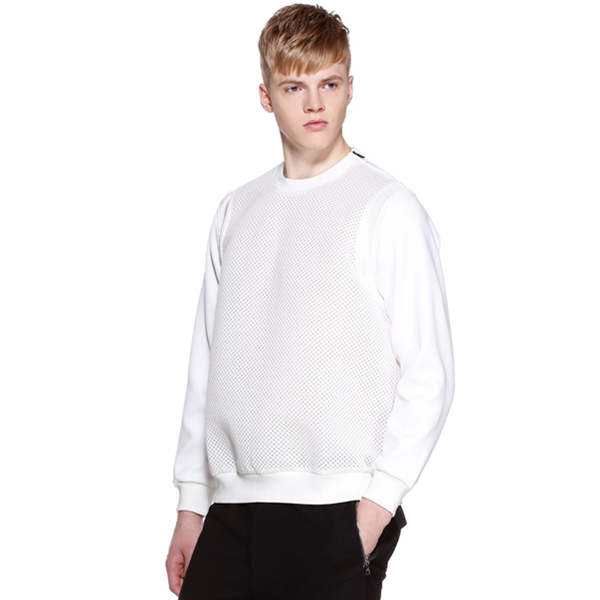 简洁时尚！TRENDIANO拼接网布圆领宽松卫衣外套3151041870