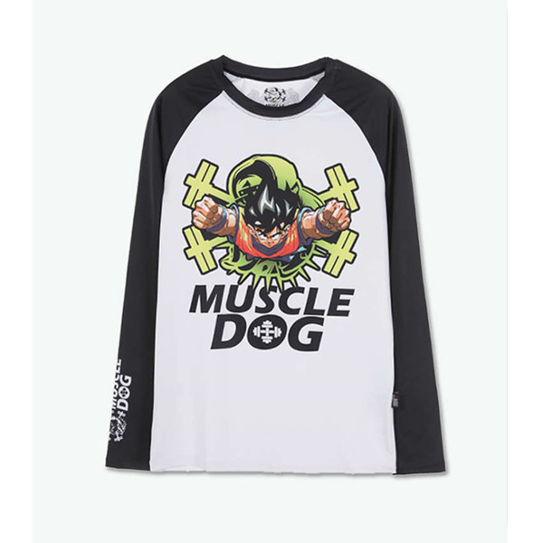 有趣印花！Muscle Dog长袖插肩款运动T恤