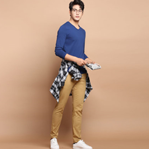 个性V领！真维斯纯棉V领修身休闲纯色T恤99-171002