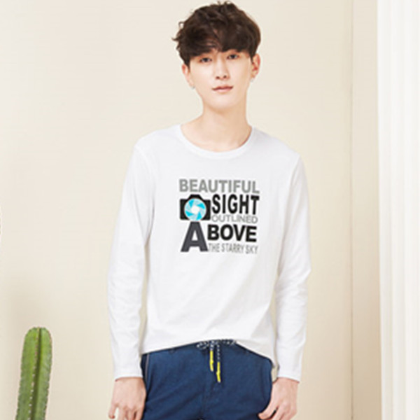 四色可选！森马休闲韩版圆领纯棉长袖T恤