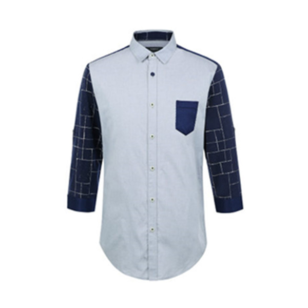 学院风！马克华菲提花中袖上衣时尚修身衬衣