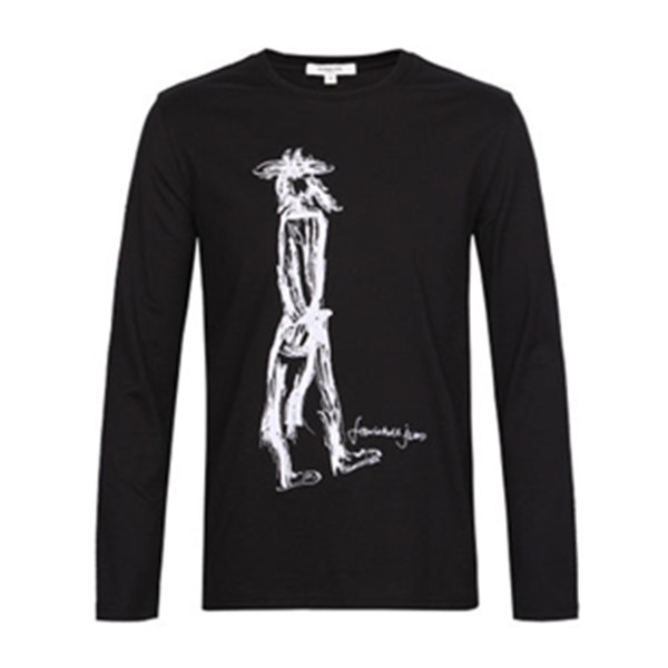 春季新品！马克华菲刺绣手绘圆领纯棉修身长袖T恤