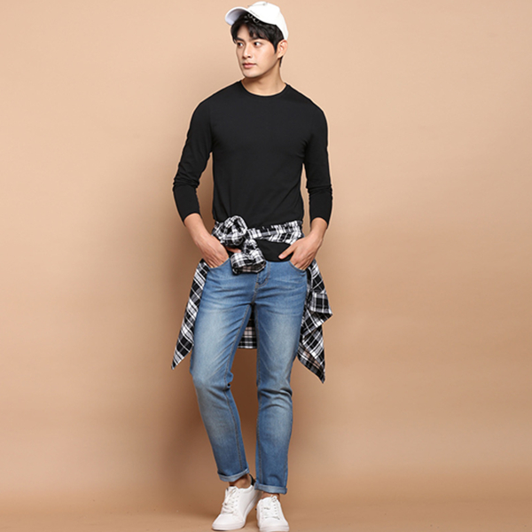 简约休闲！真维斯圆领修身纯色T恤99-171001