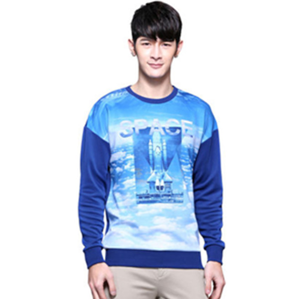 春季必备！真维斯太空棉圆领宽松印花长袖T恤61-171508