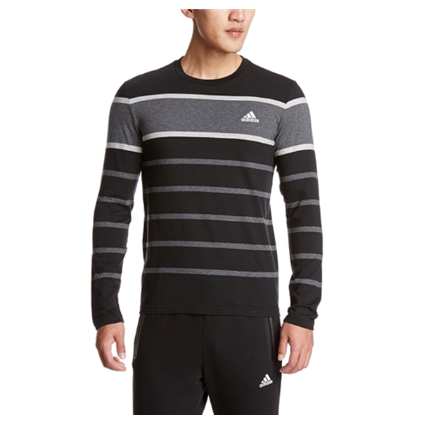 尺码齐全！adidas 阿迪达斯 运动型格 男式 长袖T恤 BK5563