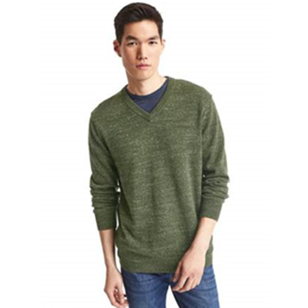 柔软舒适！Gap混色V领针织衫基本款套头打底毛衣 325301-1