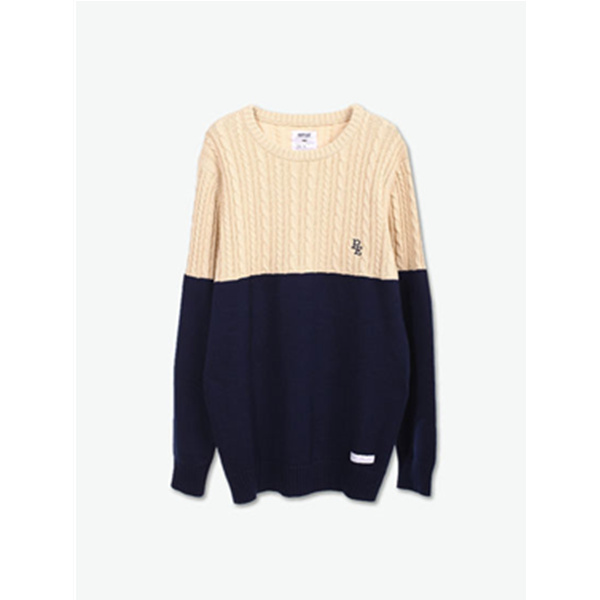 超低折扣！PREPPY ELITE 刺绣logo撞色拼接毛衣