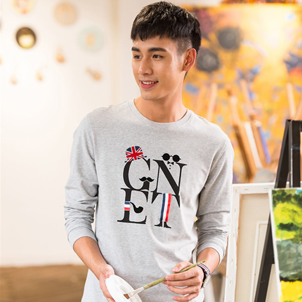 女王节好价！真维斯经典圆领弹性印花长袖T恤61-171520