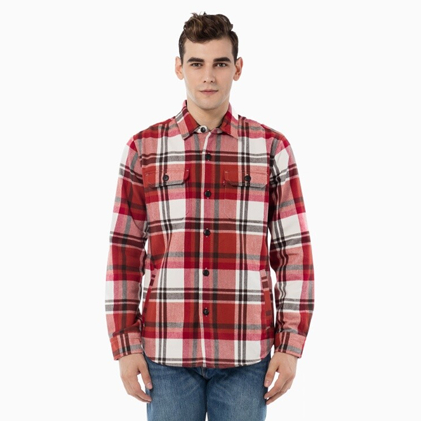 经典格纹！Levi's李维斯男士红白灰格子夹克薄外套27749-0000