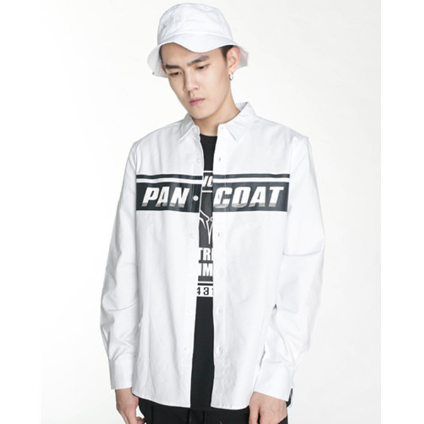 简单时尚！pancoat 字母logo胶印长袖衬衫