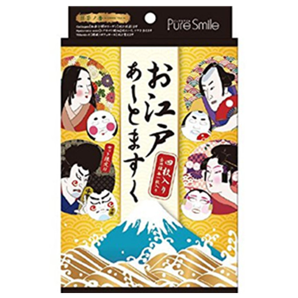 搞怪！PURE SMILE 歌舞伎 江户时代脸谱面膜 4枚装