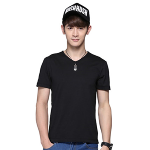 多色可选！真维斯春夏男士纯棉简约V领修身纯色短袖T恤