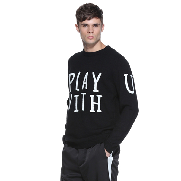 舒适有型！TRENDIANO字母拼色圆领套头针织衫3HC303652E