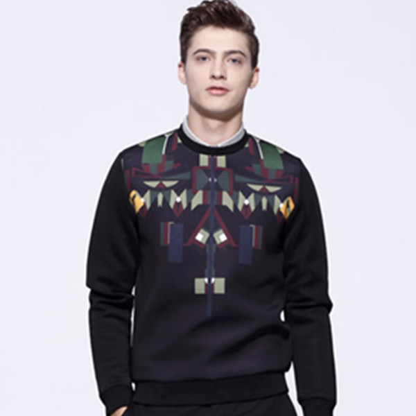 2017春装！马克华菲修身韩版印花拼接卫衣长袖T恤