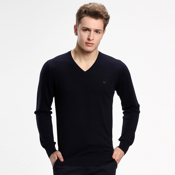 保暖舒适！恒源祥羊毛衫男式V字领打底衫06B22300