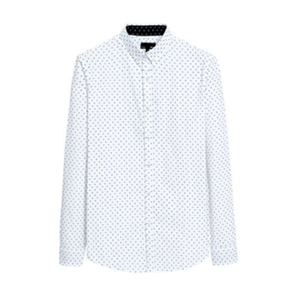 春装新款！森马方领撞色波点休闲长袖衬衫