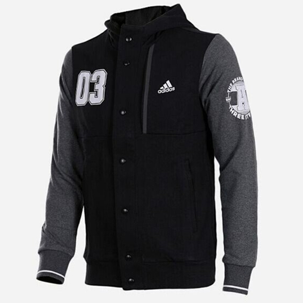 运动时尚！Adidas JKT BB HOOD男子梭织夹克