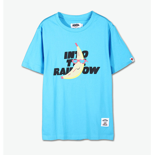 休闲时尚！Into The Rainbow 香蕉字母图案印花短袖T恤