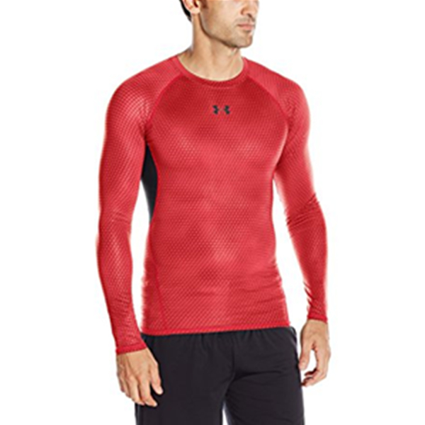 骚气大红！Under Armour 安德玛HG Printed男款长袖压缩衣