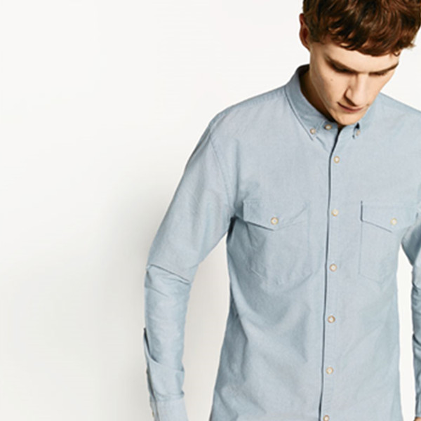 季中折扣！ZARA 男装 牛津纺连袋休闲衬衫 03206409403