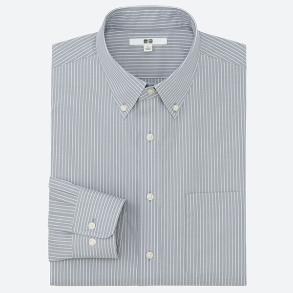 简约休闲！UNIQLO优衣库精纺条纹经典衬衫(长袖)193836