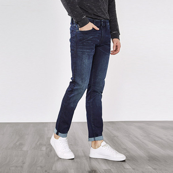 休闲百搭！ESPRIT男士水洗磨白修身牛仔裤-106EE2B014