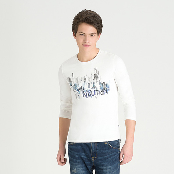 风尚价！Nautica诺帝卡时尚印花圆领长袖T恤NA001267