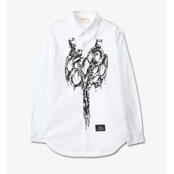 时尚有型！ArTees 绸棉长袖修身印花衬衫