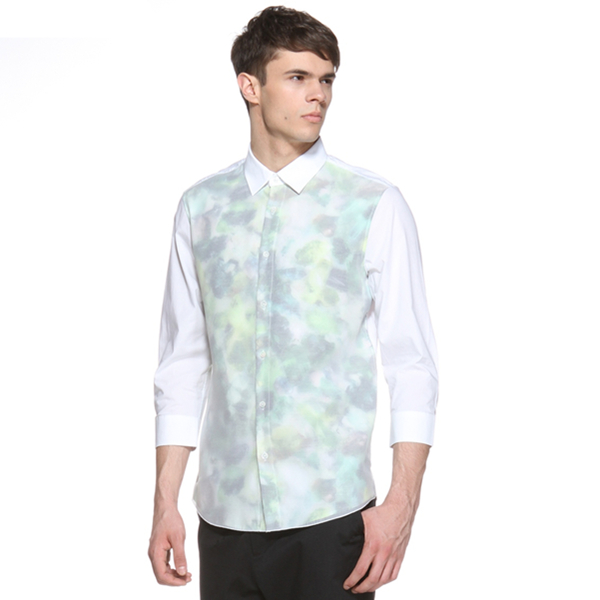 帅气有型！TRENDIANO休闲棉质拼接印花衬衫3152012190