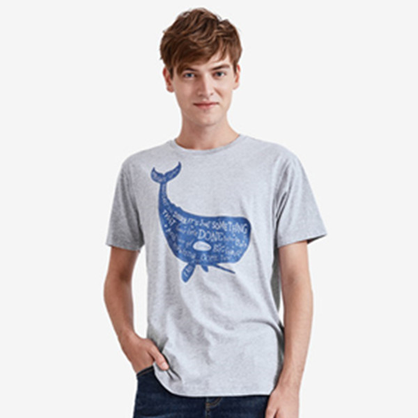 夏季必备！班尼路纯棉休闲鲸鱼印花短袖T恤