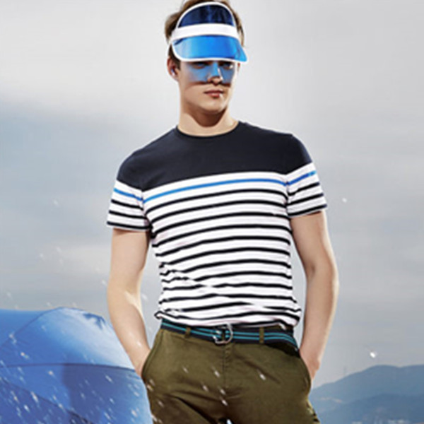 休闲时尚！佐丹奴轻磨毛海魂衫条纹短袖T恤01026214