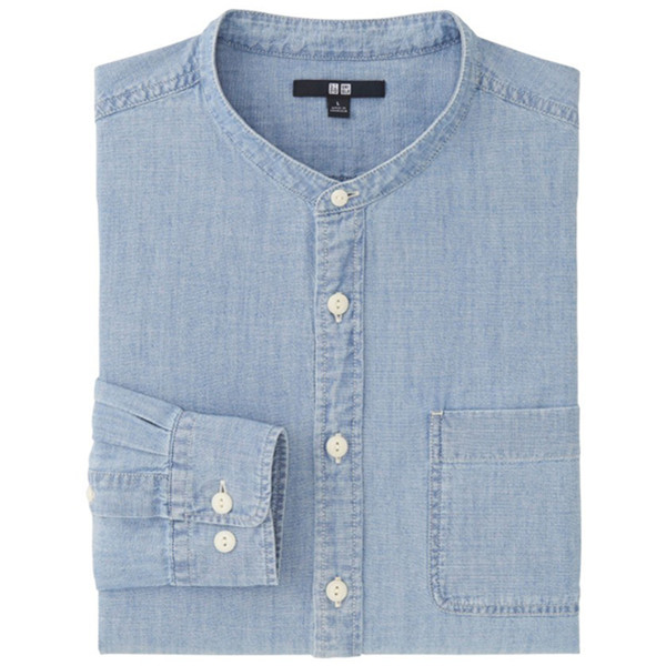 时尚感！UNIQLO优衣库休闲立领衬衫195792