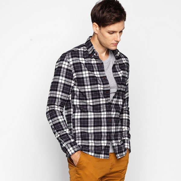 英伦风！佐丹奴舒适磨毛法兰绒格子衫01046609