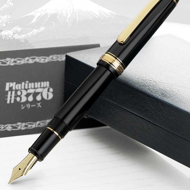 手感舒适！日本白金 3776世纪14K金钢笔 黑色细字 F尖