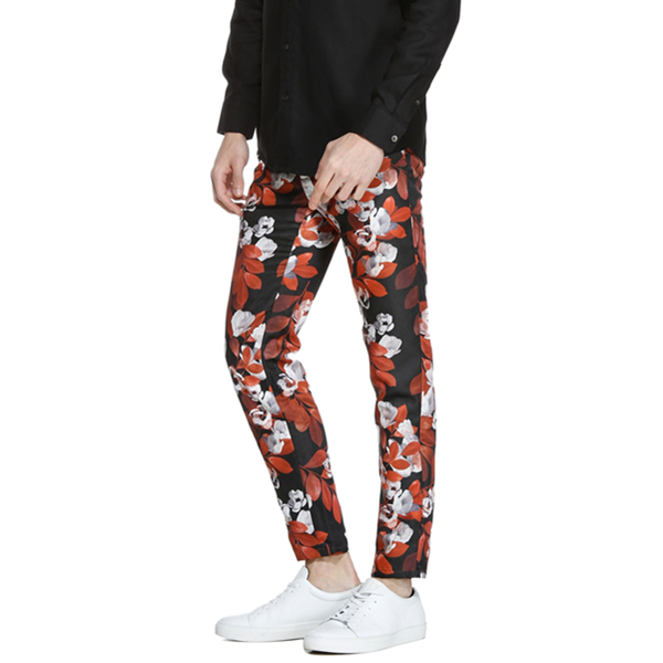 时尚吸睛！TRENDIANO中腰印花提花休闲长裤3151061820