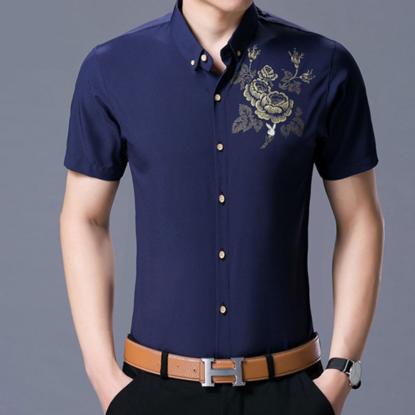 时尚潮流！花花公子男短袖衬衫XAJ1590-8608