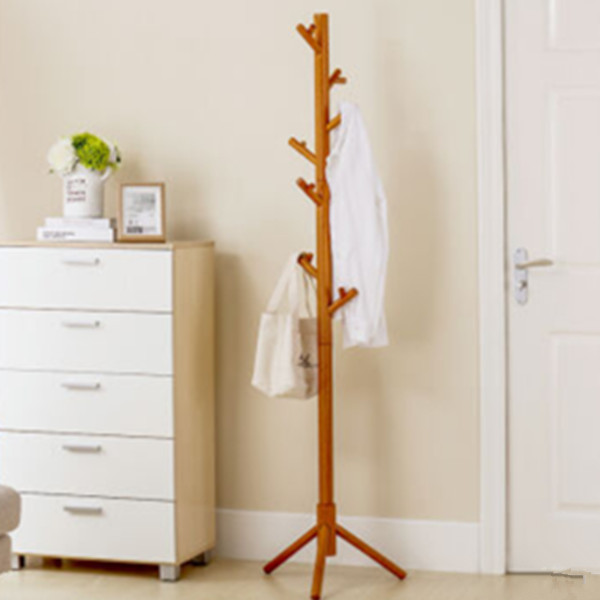 简约时尚！溢彩年华 落地实木衣帽架 树杈形创意卧室挂衣架