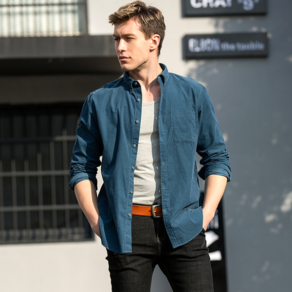 商务休闲！朗蒙纯色商务休闲衬衫LMC06250