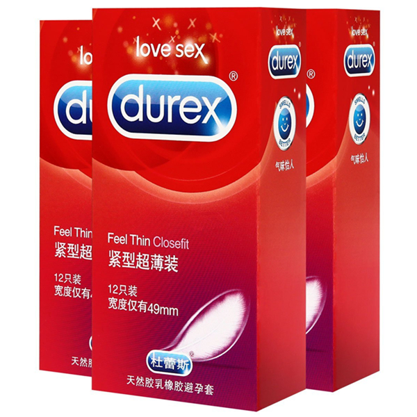 超薄设计！Durex杜蕾斯避孕套紧型超薄12只*2+紧型超薄4只