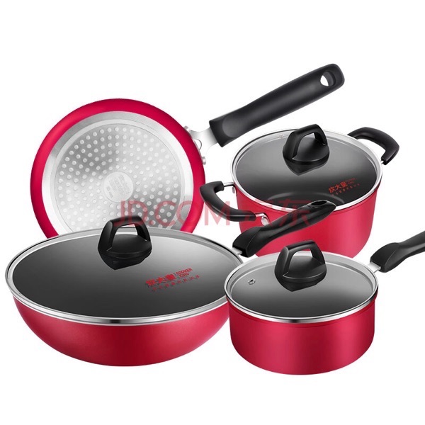 红红火火！炊大皇 红爵 四件套锅